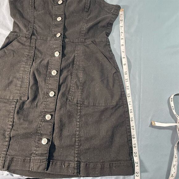 H&M Divided Women's Black Button-Front Overall Mini Dress Size 10 - Picture 4 of 8